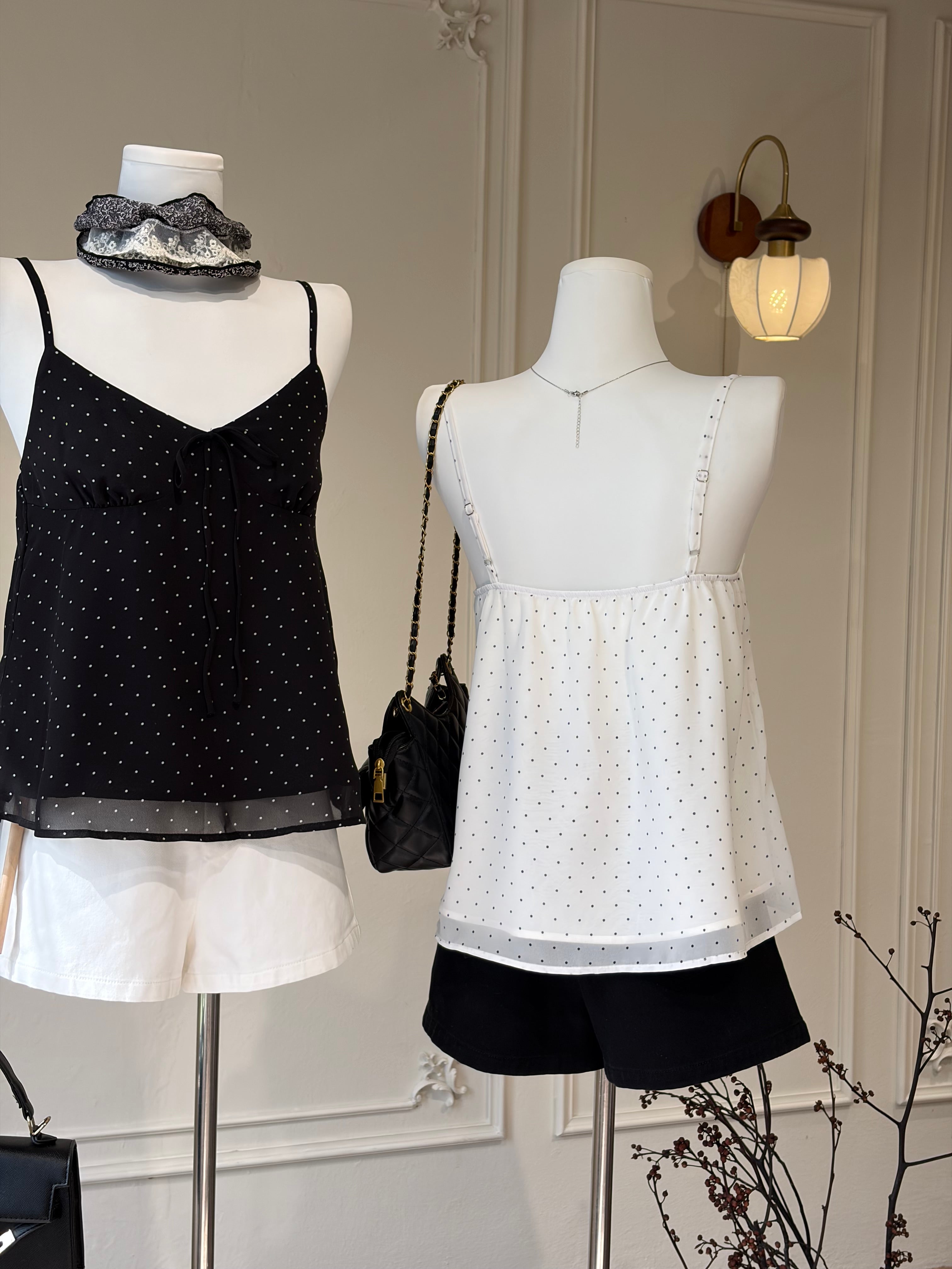 French Dot Ribbon Camisole