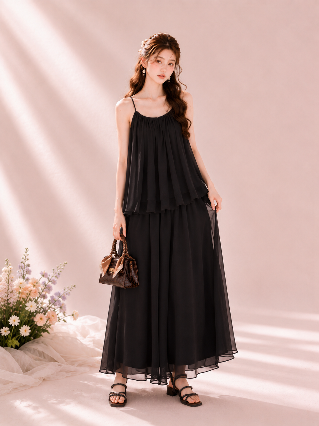Selene Chiffon Set (Black)