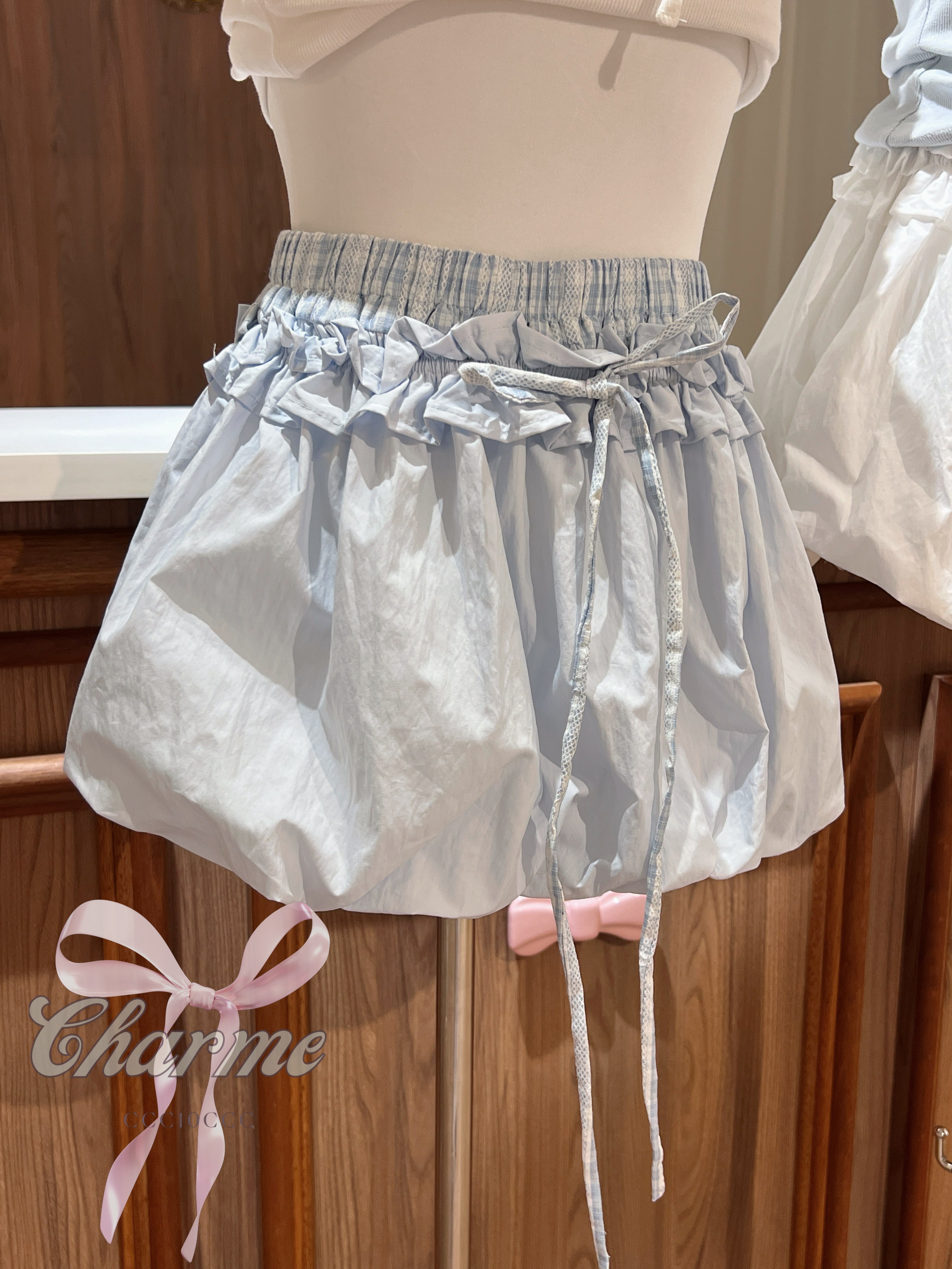 Light blue ruffled skirt