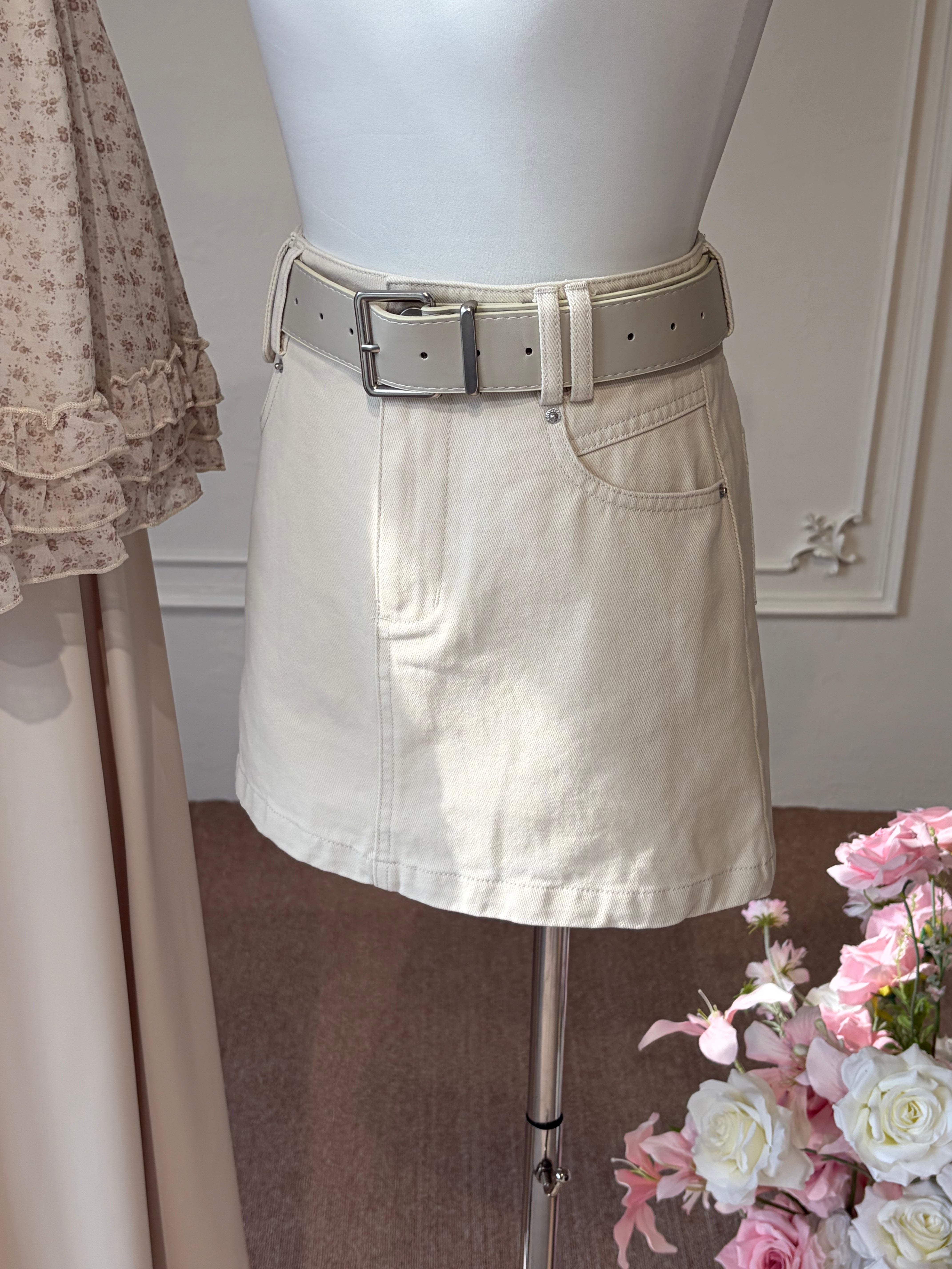 Belle’s Denim Mini Skirt (with Belt)