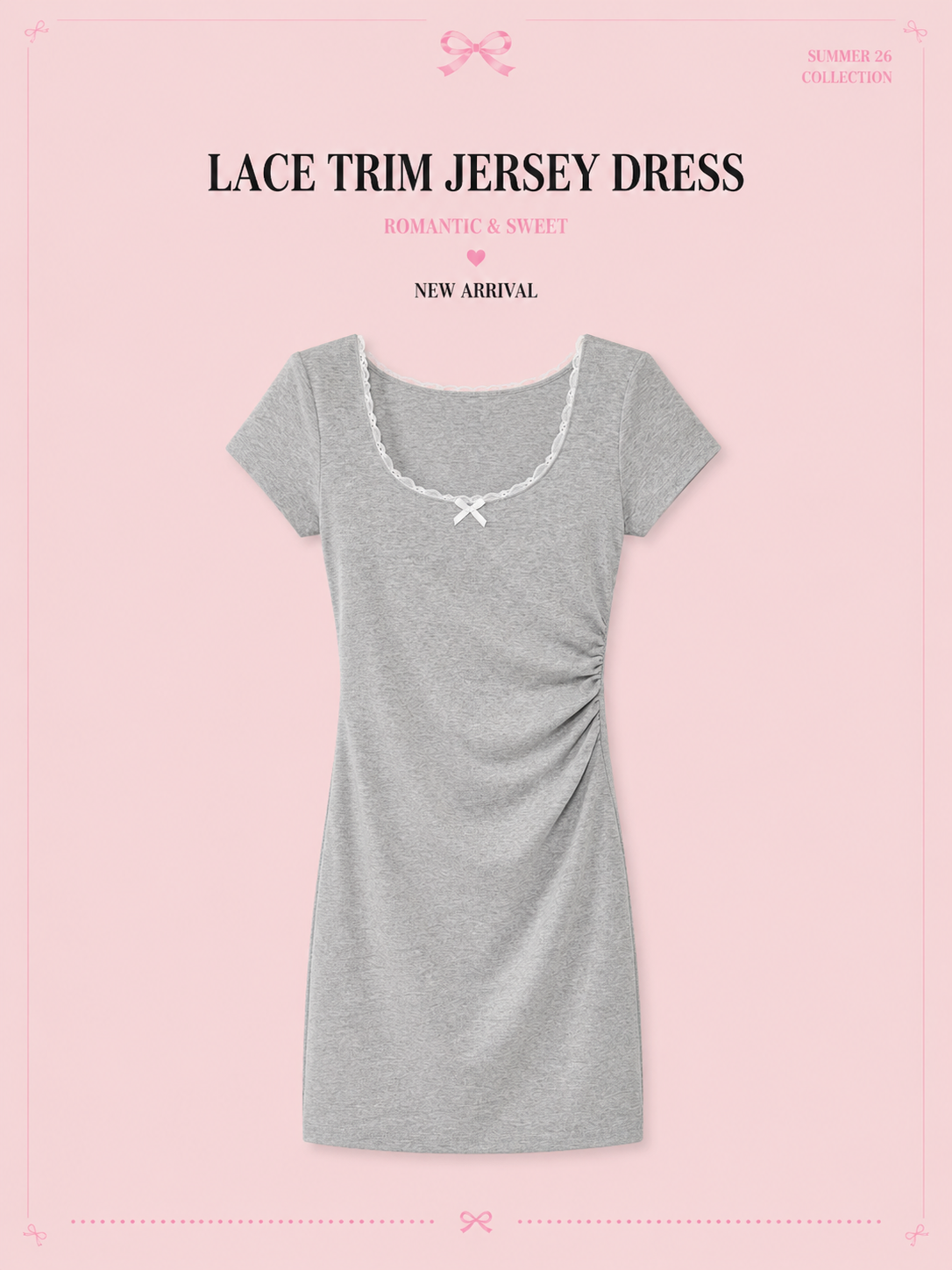 Lace Trim Jersey Dress