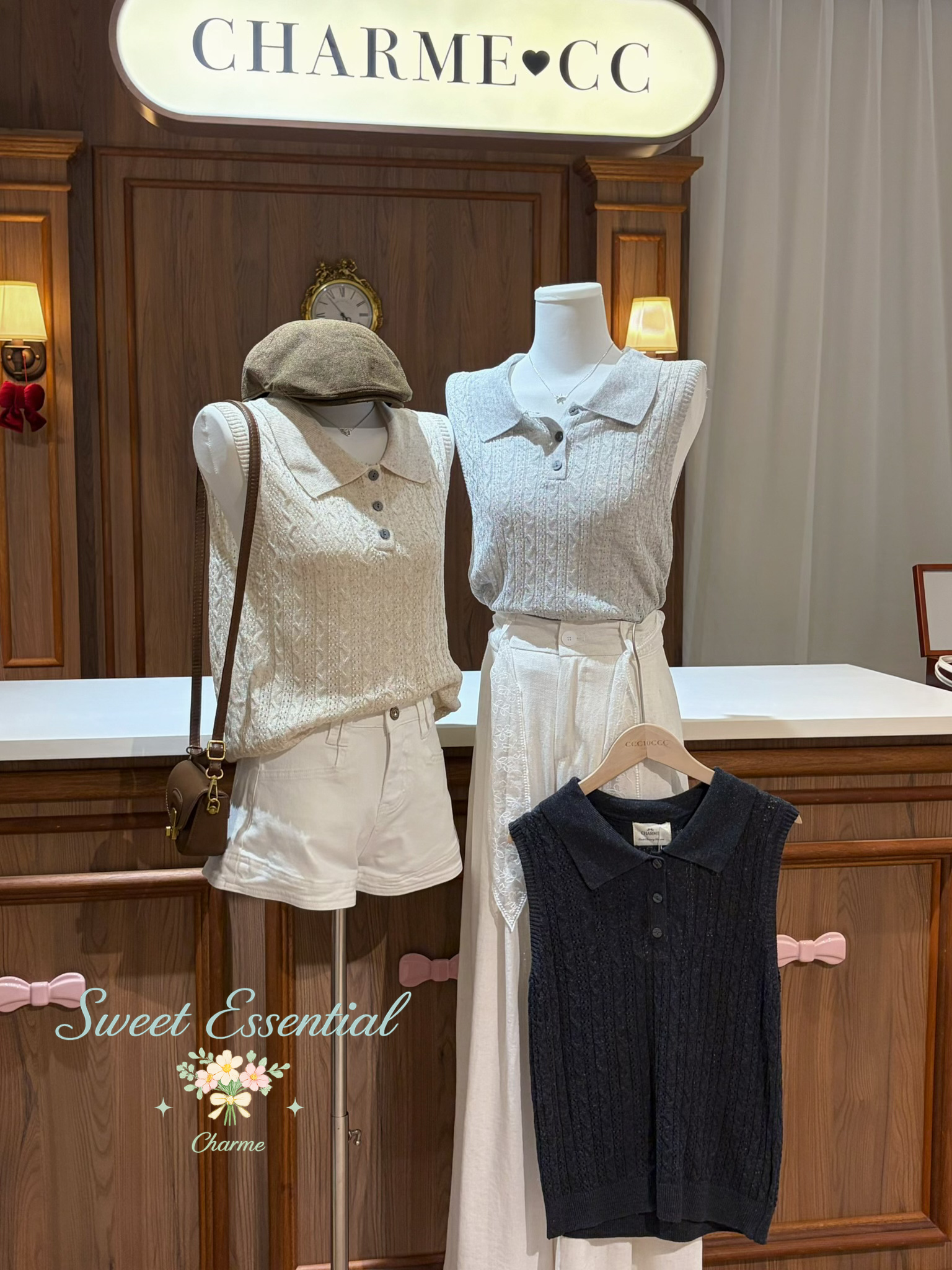 sleeveless collar knit top casual women