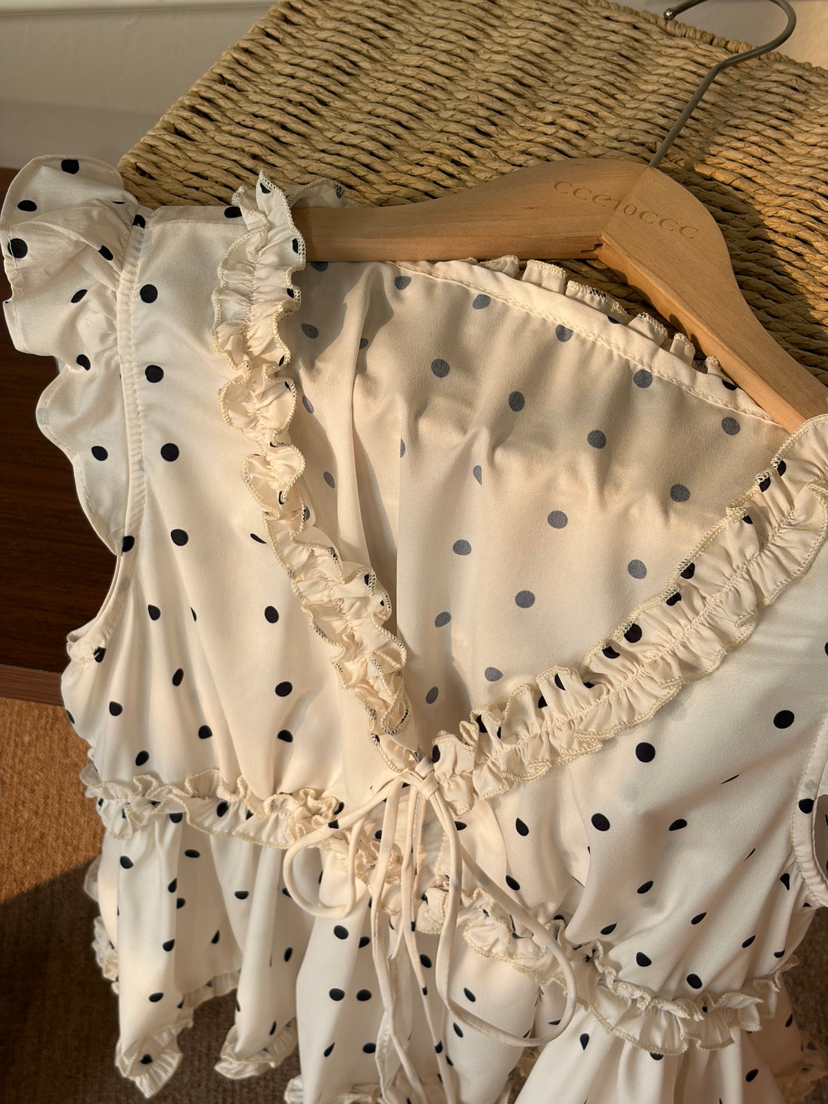 Amélie Polka Dot Ruffle Top