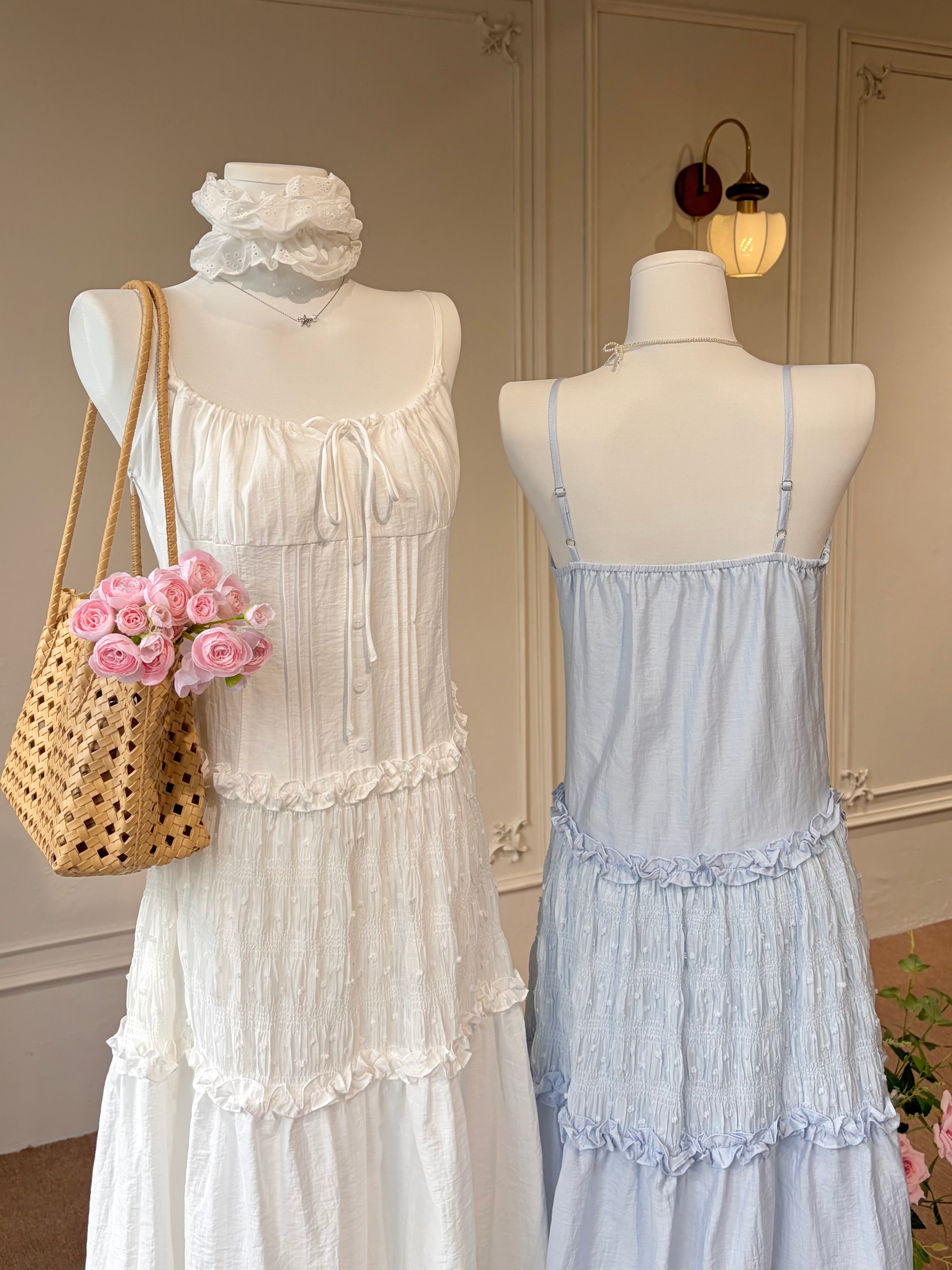 SHIRRED TIERED CAMI SET