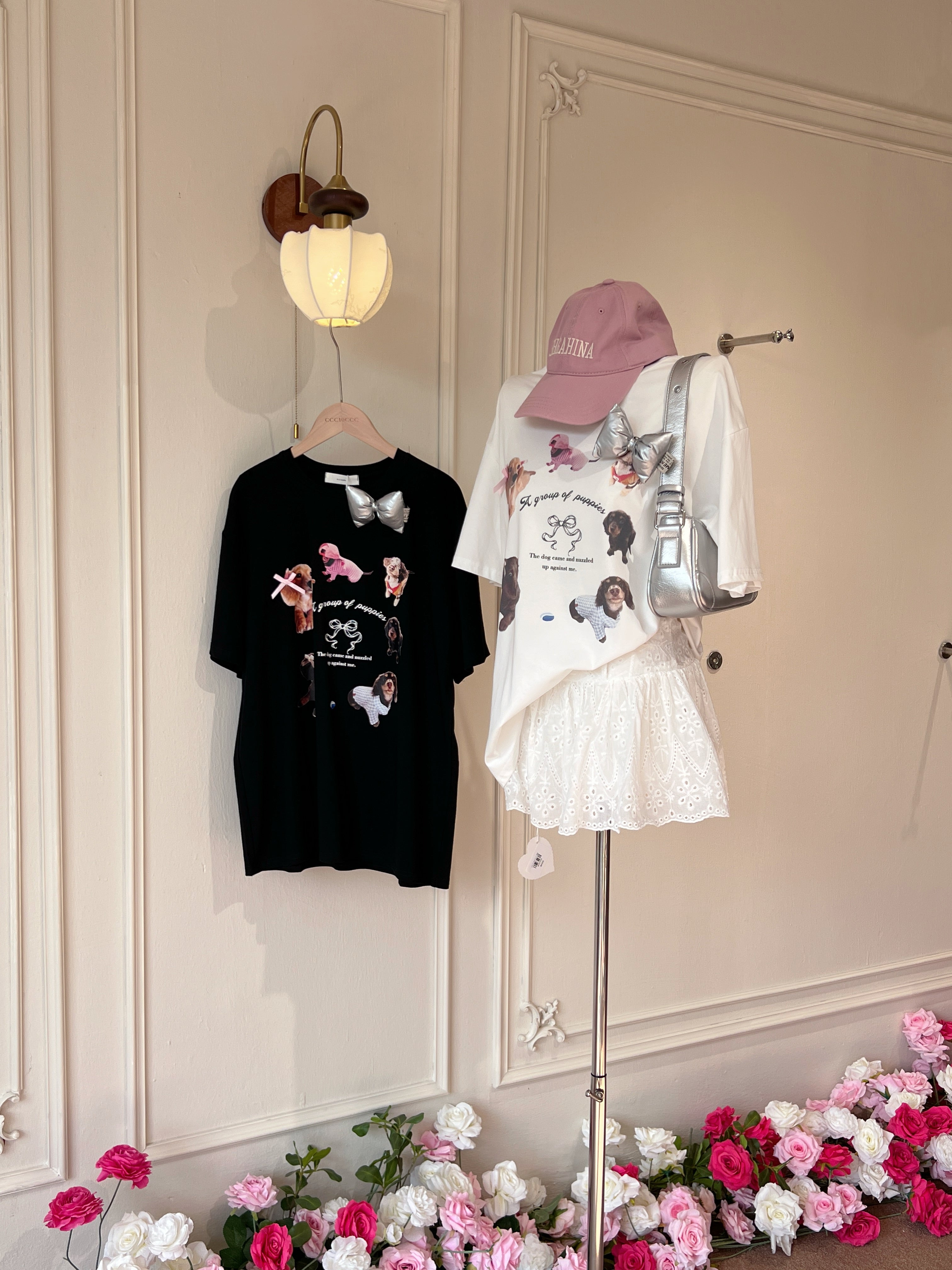 Puppies over T- Shirt【送小配饰】