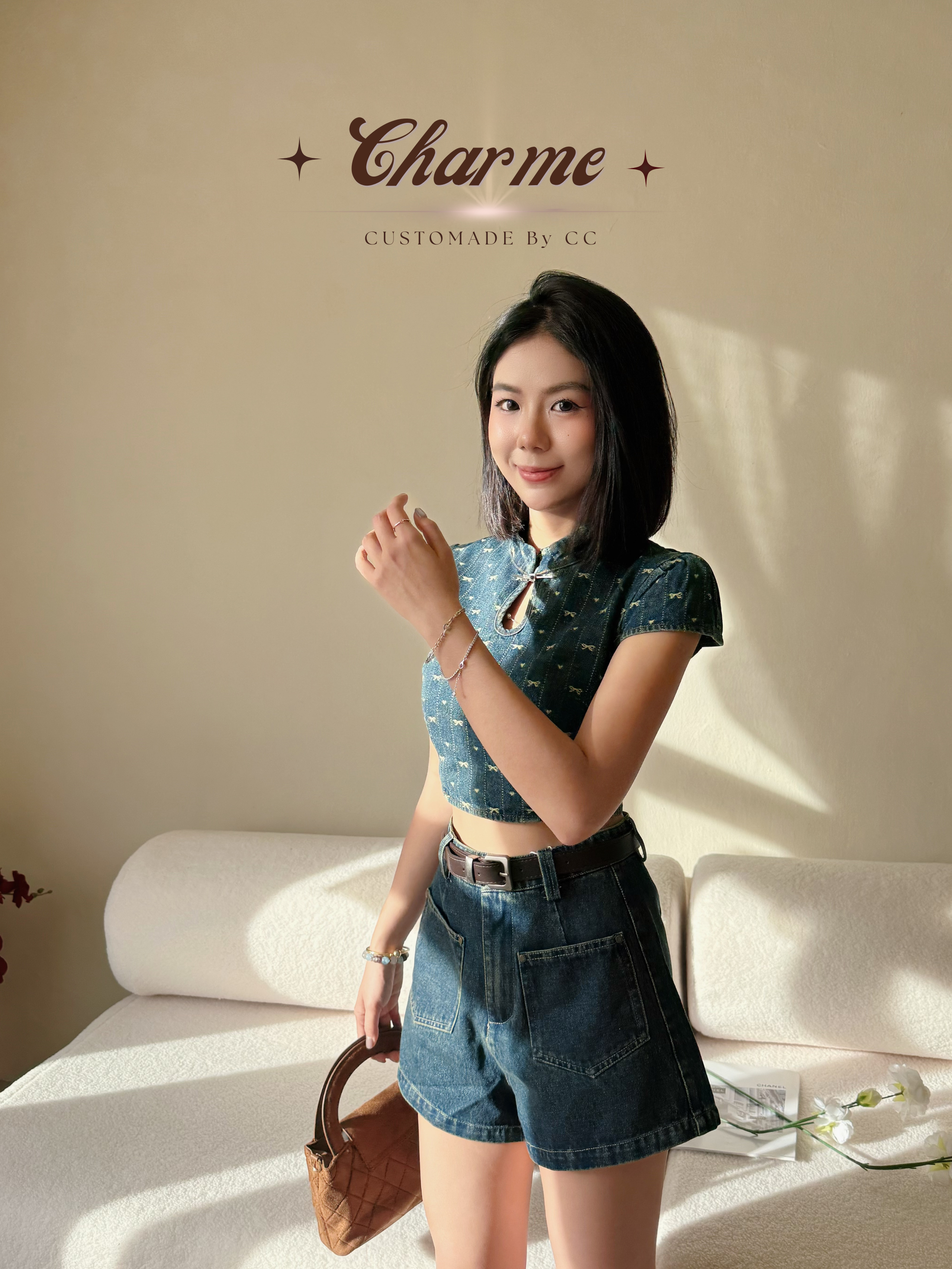 Colette Bow Denim Top