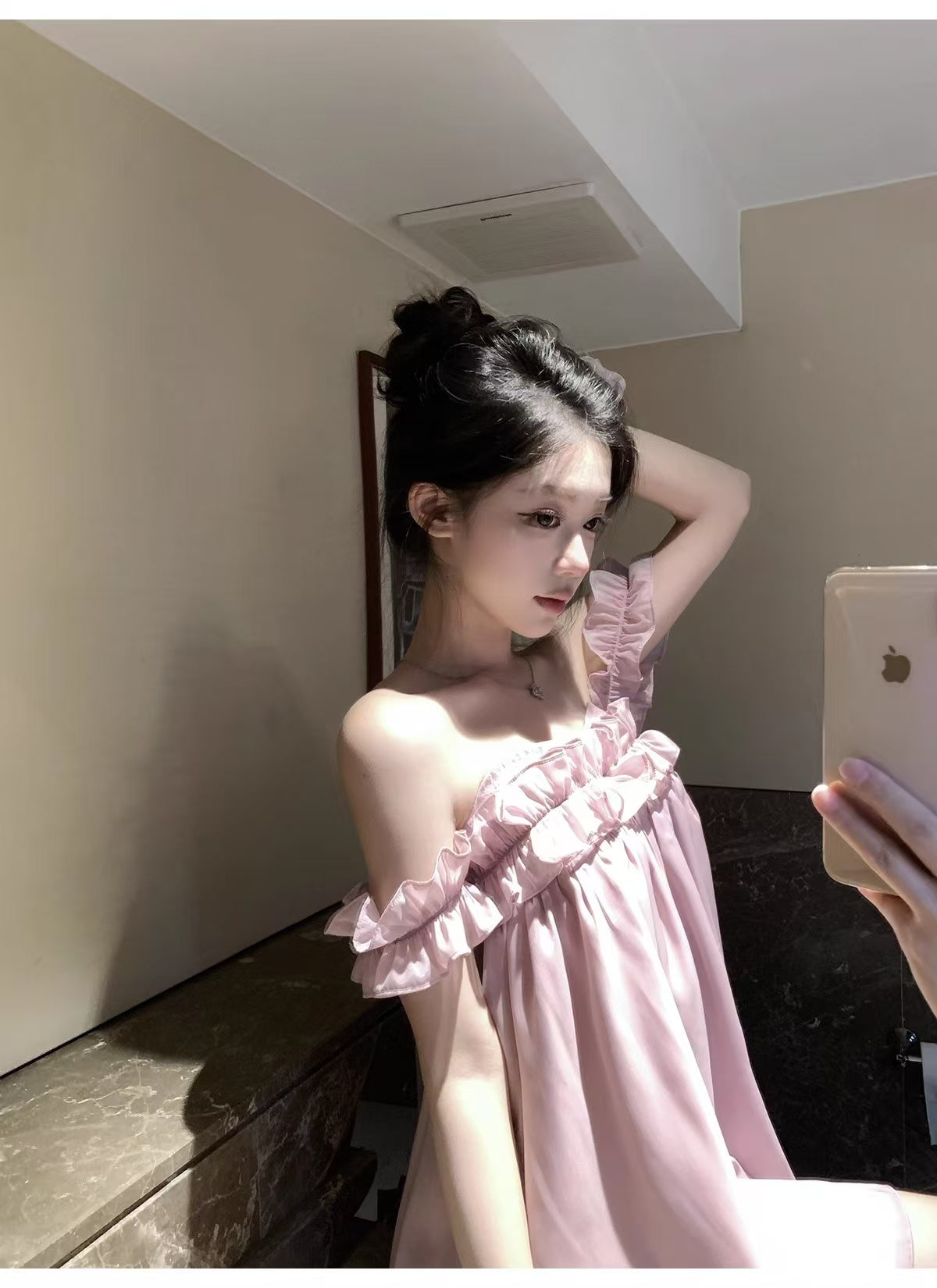 Sandy Dress雪纺一字领