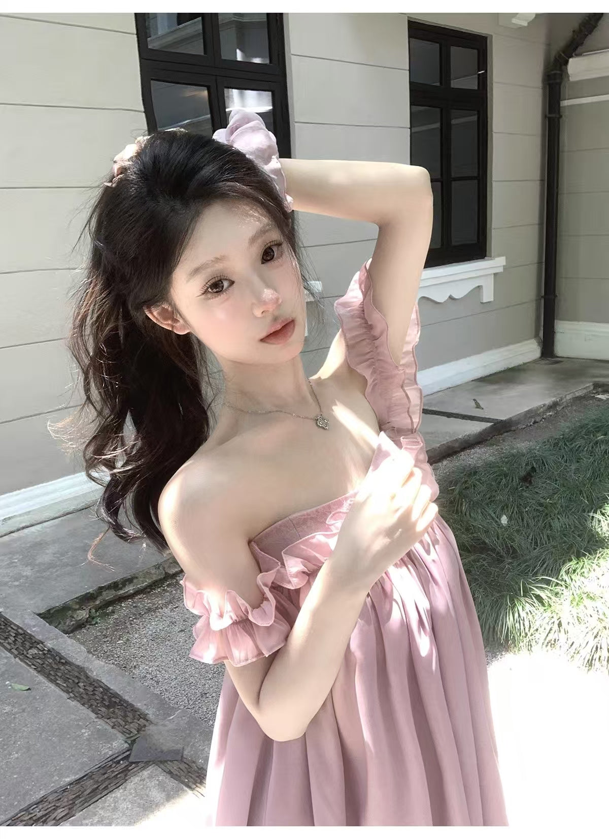 Sandy Dress雪纺一字领