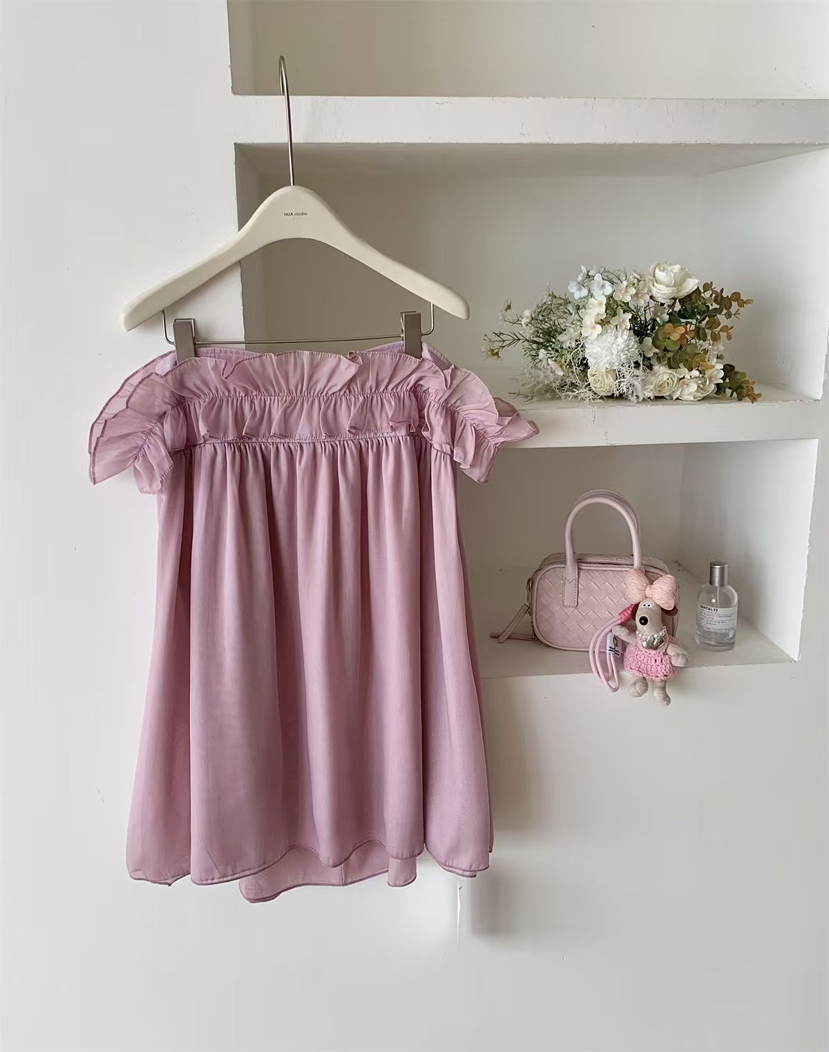 Sandy Dress雪纺一字领