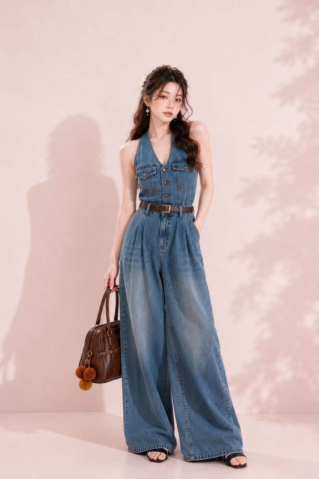 halter denim jumpsuit women malaysia