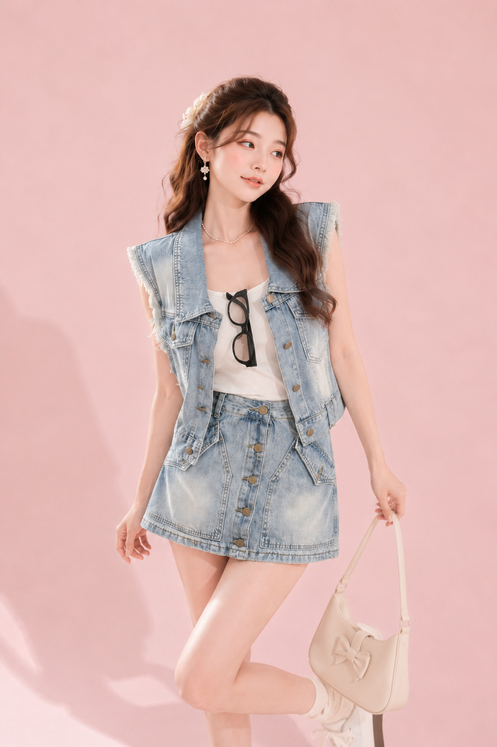 denim two piece set women malaysia