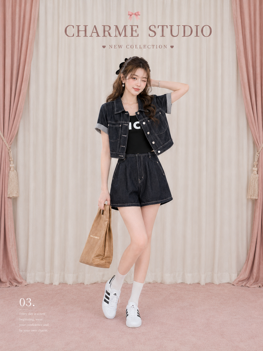 sporty chic denim coord set women